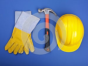 Worker equipment - HardHat Hammer And Gloves