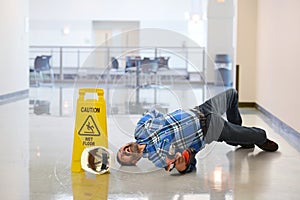 Worker Falling on Floor