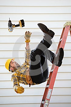 Worker Falling From Ladder