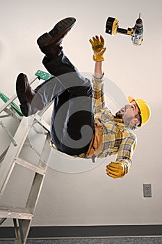 Worker Falling From Ladder