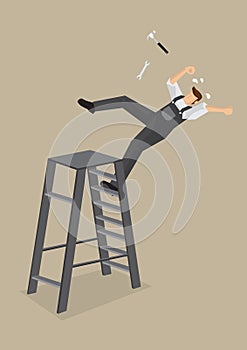 Worker Falling from Ladder Vector Illustration