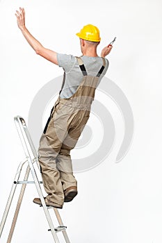 Worker falling from ladder