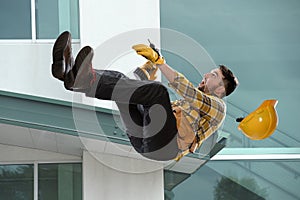 Worker Falling From Ledge