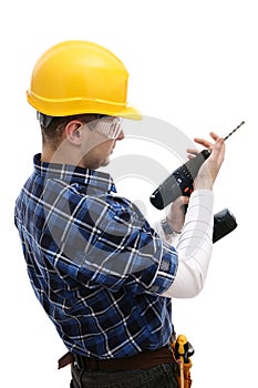 Worker fixing a drill