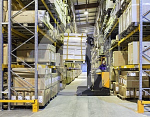 Worker on forklift