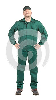 Worker in green workwear.