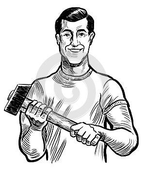 Worker with hammer