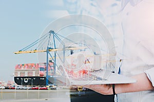 worker with hand holding note book for business concept