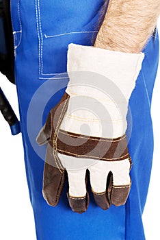 Worker hand with protection glove