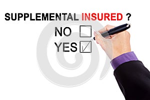 Worker hands with question of supplement insured