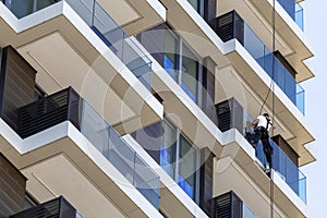 Worker hanging