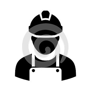 Worker with hard hat icon photo