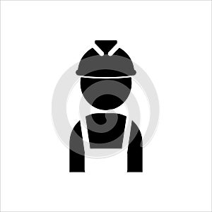 worker in hardhat icon, vector, illustration