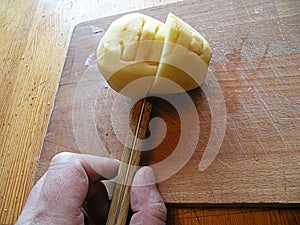 Worker hate his job as potato cutter