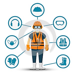 Worker health and safety vector illustration