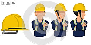 worker with helmet on white background