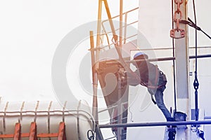 Worker on high for safety concept.