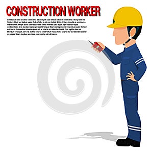 Worker hold the walkie talkie