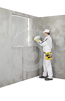 Worker holding a colour samples palette