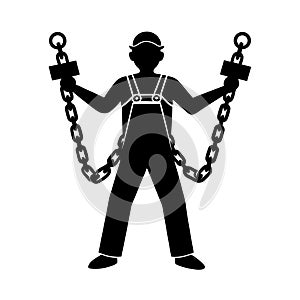 Worker Holding Heavy Chains Vector Design