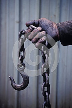 Worker holding hook