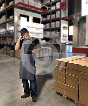 Worker holding notepad and Check list