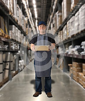 Worker holding parcel boxes