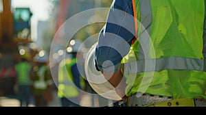 The construction site with workers.AI generated image