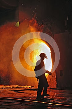 Worker with hot steel