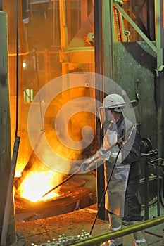 Worker with hot steel