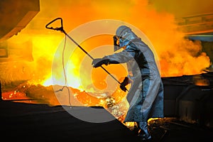 Worker with hot steel