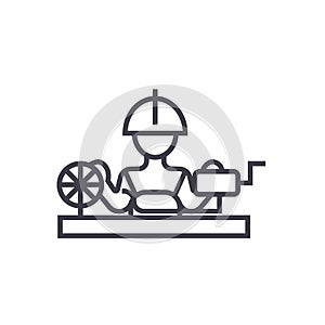 Worker industry vector line icon, sign, illustration on background, editable strokes