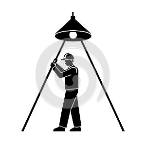 Worker Installing Ceiling Light Electrical Illustration