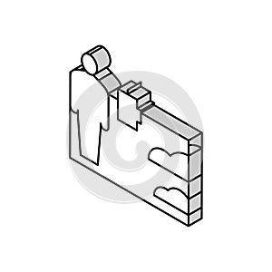 worker with lever researching place for building road isometric icon vector illustration