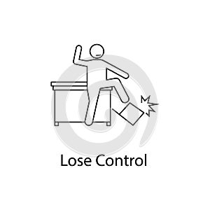 worker is losing control icon. Element people at the workplace for mobile concept and web apps. Thin line icon for website design