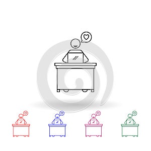 Worker is love job multi color icon. Simple thin line, outline  of people in the work icons for ui and ux, website or mobile