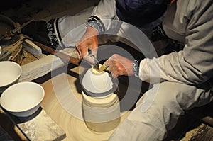 Worker is making a Porcelain bowl - Jingdezhen - Jiangxi Province â€“ China