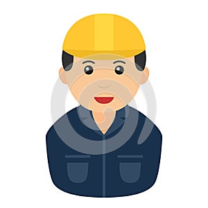 Worker Man with Safety Helmet Avatar Icon