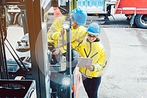 Worker and manager at distribution center