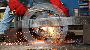 Worker melting welding metal industry oxyacetilene photo