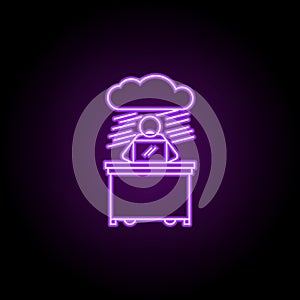 worker in no prospect neon icon. Elements of People in the work set. Simple icon for websites, web design, mobile app, info