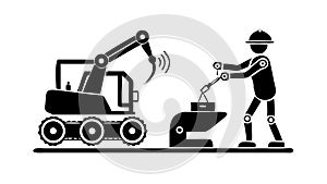 Worker Operating Excavator, Construction Industry Labor, vector design Generative AI