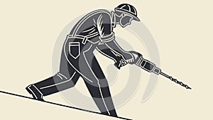 Worker Operating Jackhammer, Construction and Demolition, vector design Generative AI