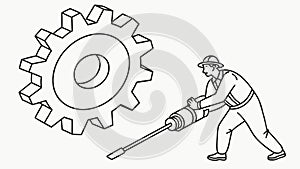 Worker Operating Jackhammer, Construction and Labor, Vector Design Generative AI