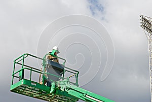 Worker Operating Lift