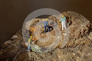 Worker in outdoor mine stone granite