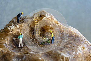 Worker in outdoor mine stone granite