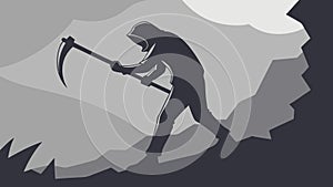 Worker with Pickaxe, Hard Work and Digging, Labor Concept, vector design Generative AI