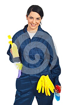 Worker prepared for cleaning houses photo