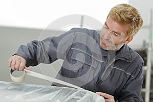 Pracovník ochrana deska lití maskování páska 